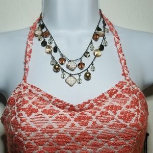 Rose Color Double Strand Necklace
